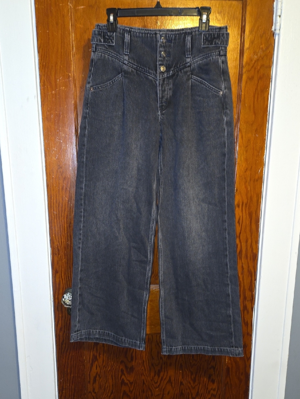 We The Free Washed Black Wide-Leg High-Rise Jeans